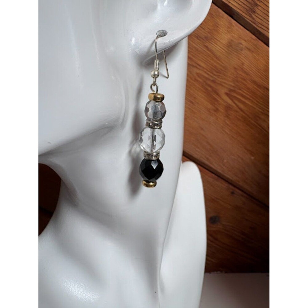 Kelly & Katie Black & Clear and Solid Beaded Dangle Earrings